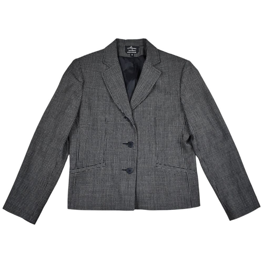 Vintage 90s Wool Blazer Jacket Womens Size 8 Medium Black Dark Academia Preppy